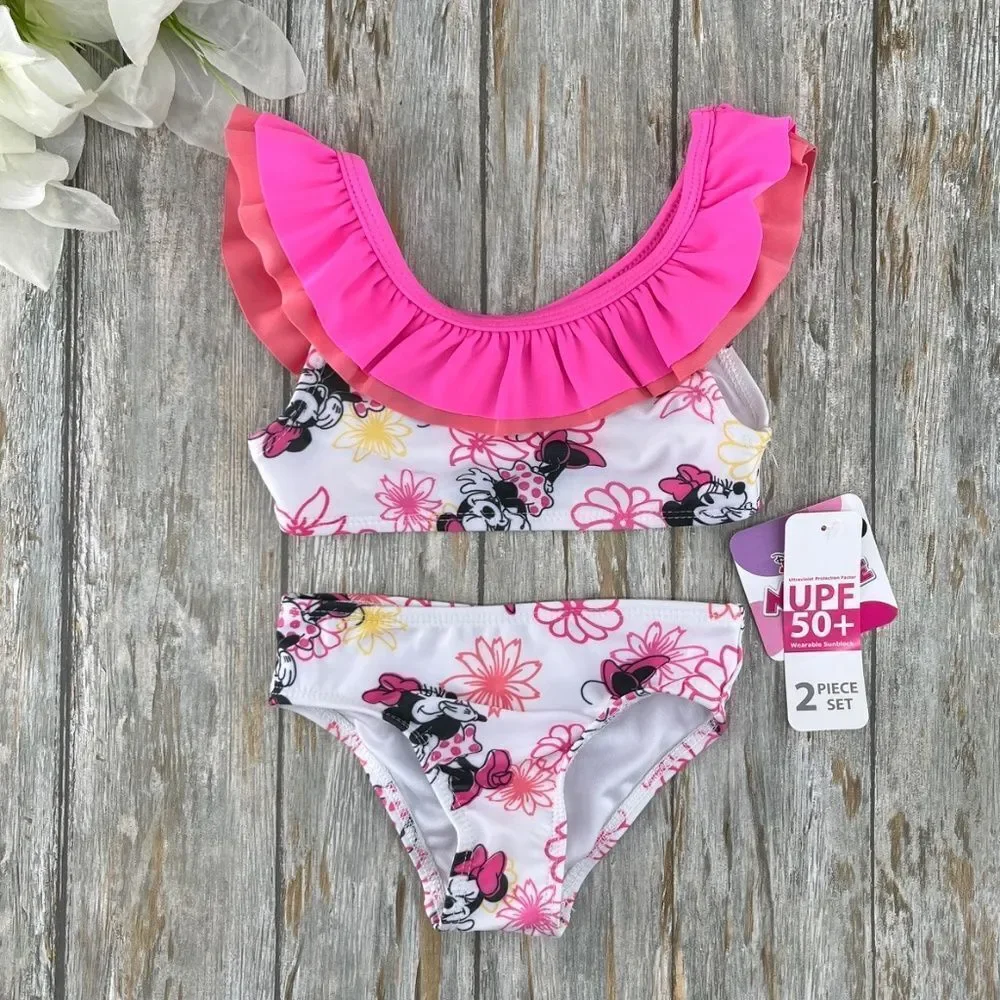 Rash Guard Swimsuit & Bikini Featuring Mini Mouse 2-Pack Size 12M